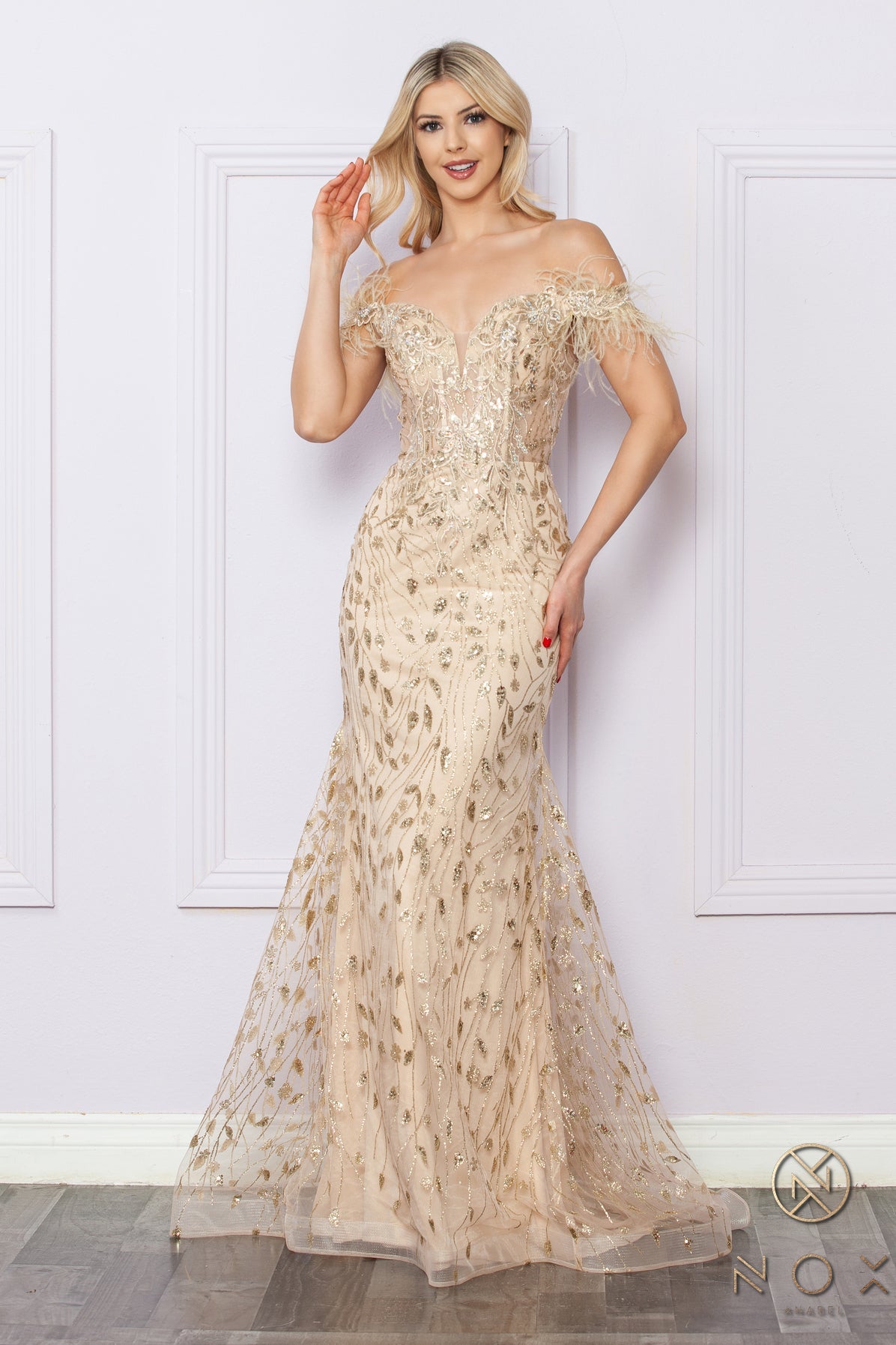 Elegant Embellished Formal Long Special Occasion Gown Detailed NXL1255-4
