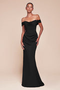 Elegant Bridesmaid Strapless Gown w/ Draped Neckline & Convertible Tie CD7433-3