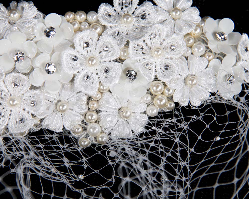 Flower bridal headpiece with veil and headband-1