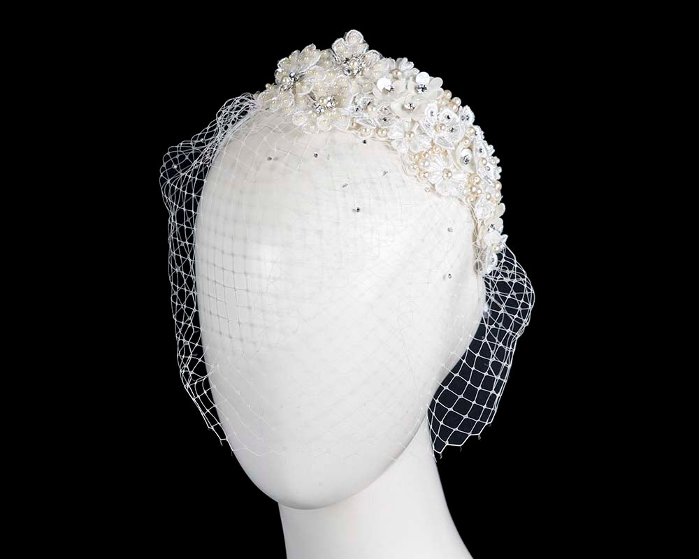 Flower bridal headpiece with veil and headband-0