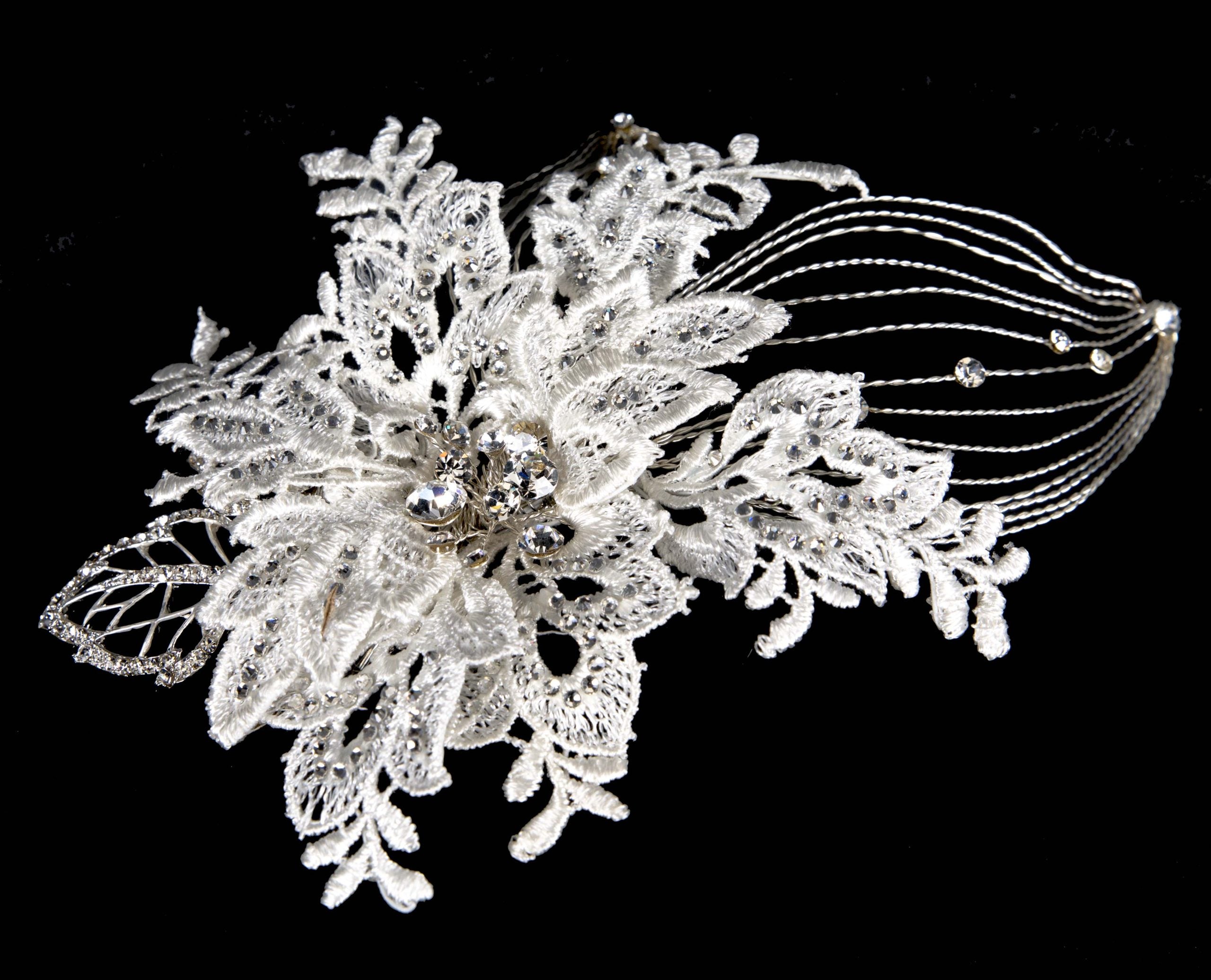 Elegant bridal jewellery headpiece with hair clip-0