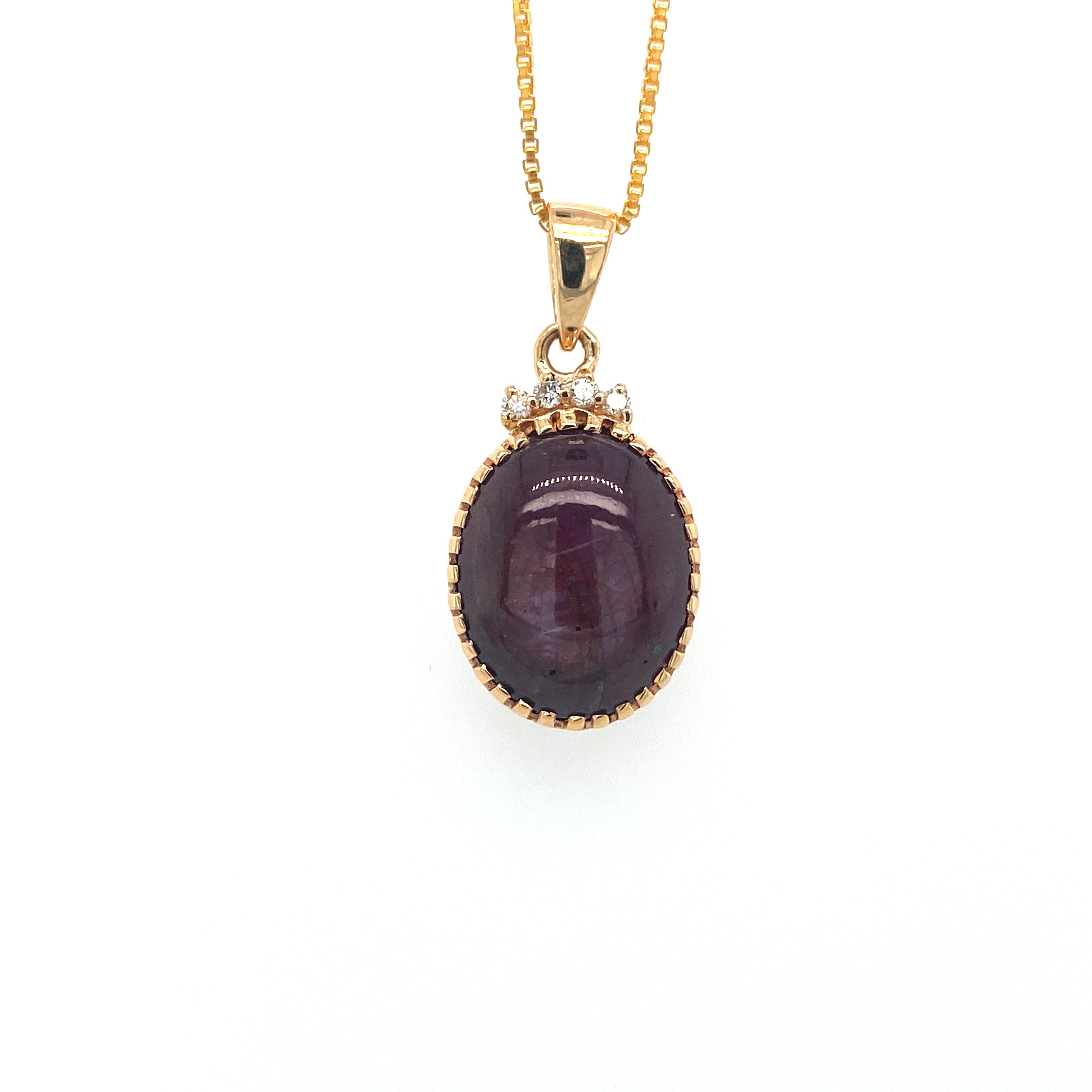 Ruby Star and Diamond Pendant in 14K Yellow Gold - KGP 21450-0