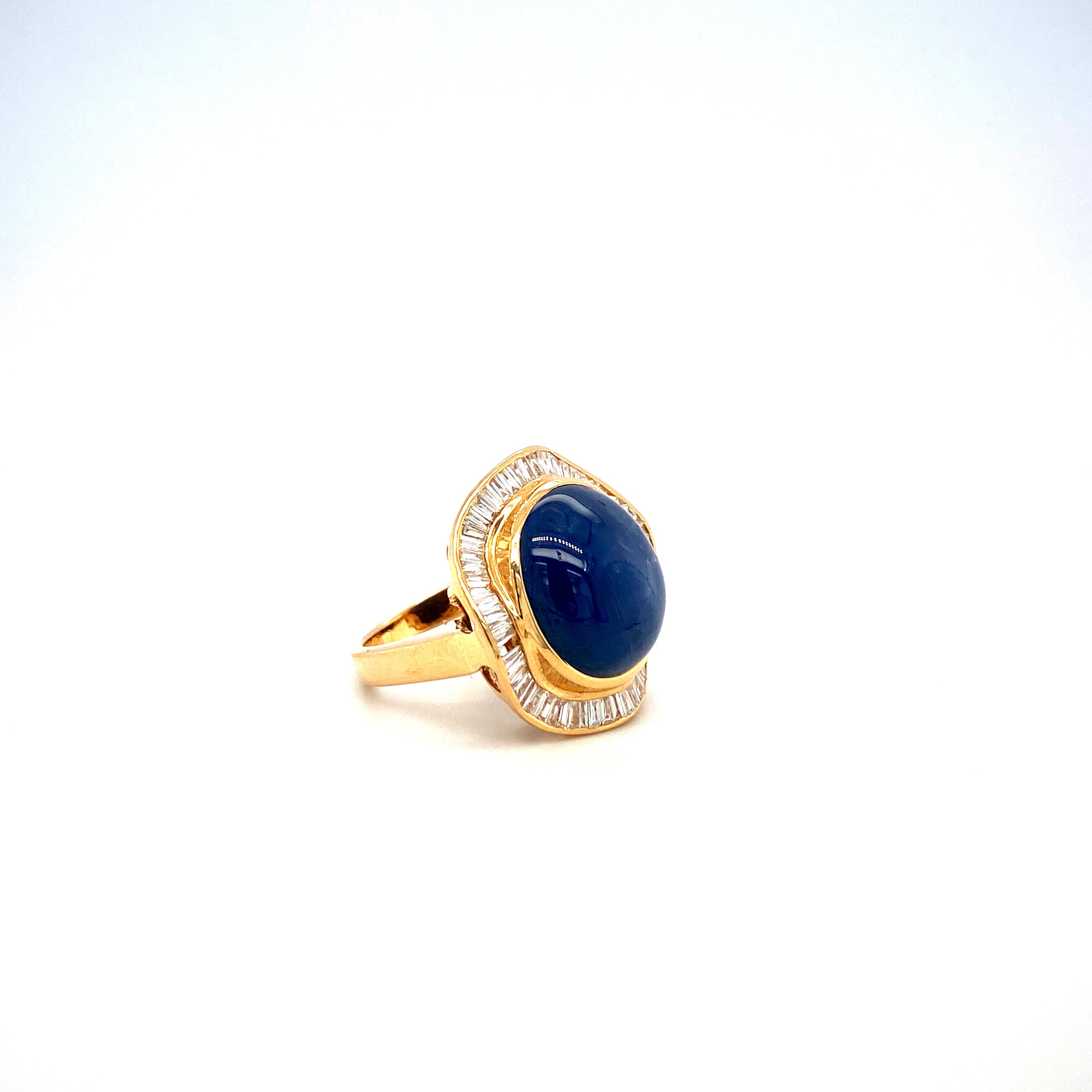 Sapphire Star and Diamond Ring in 18K Yellow Gold - KGR 13438-1