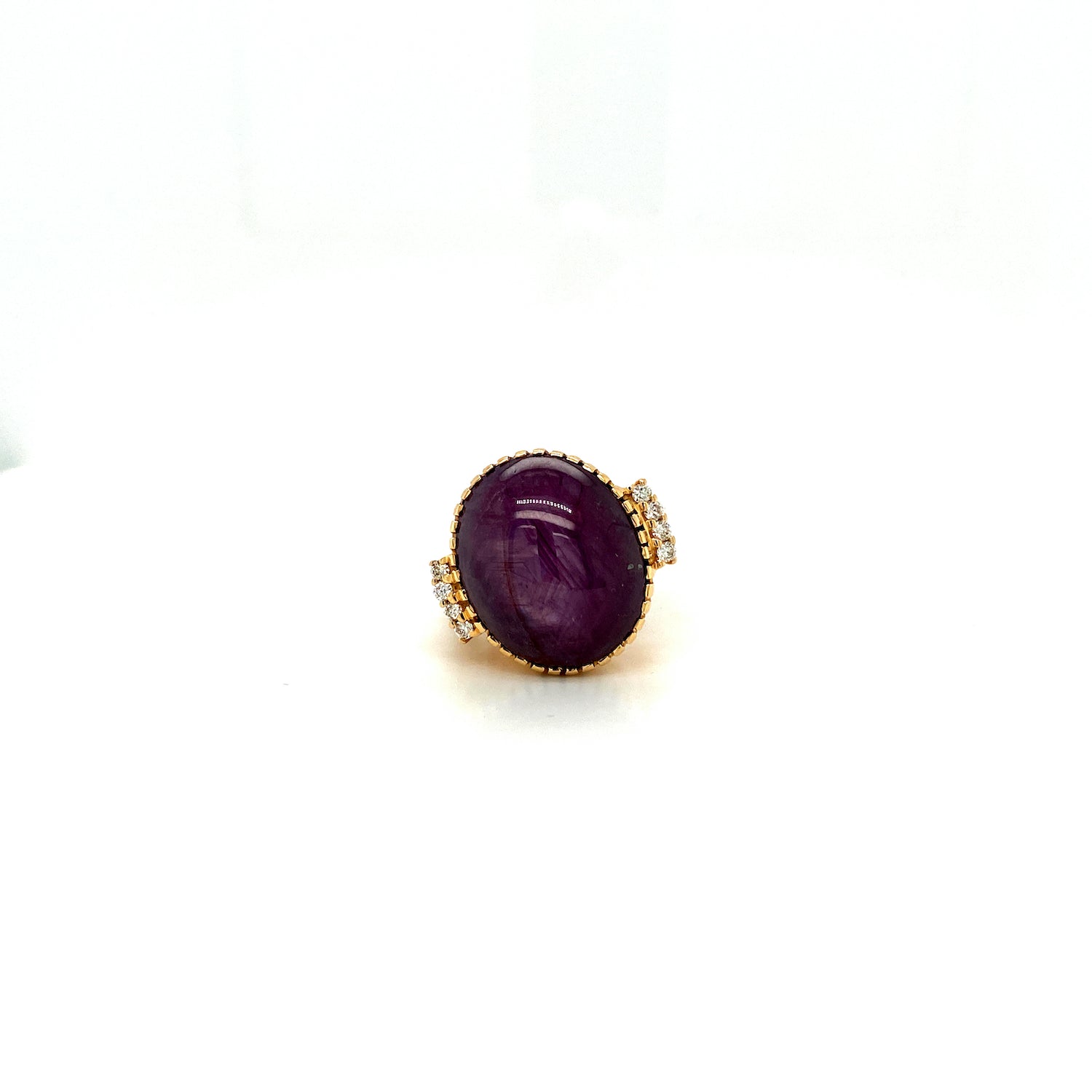 Ruby Star and Diamond Ring in 14K Yellow Gold - KGR 16174-0