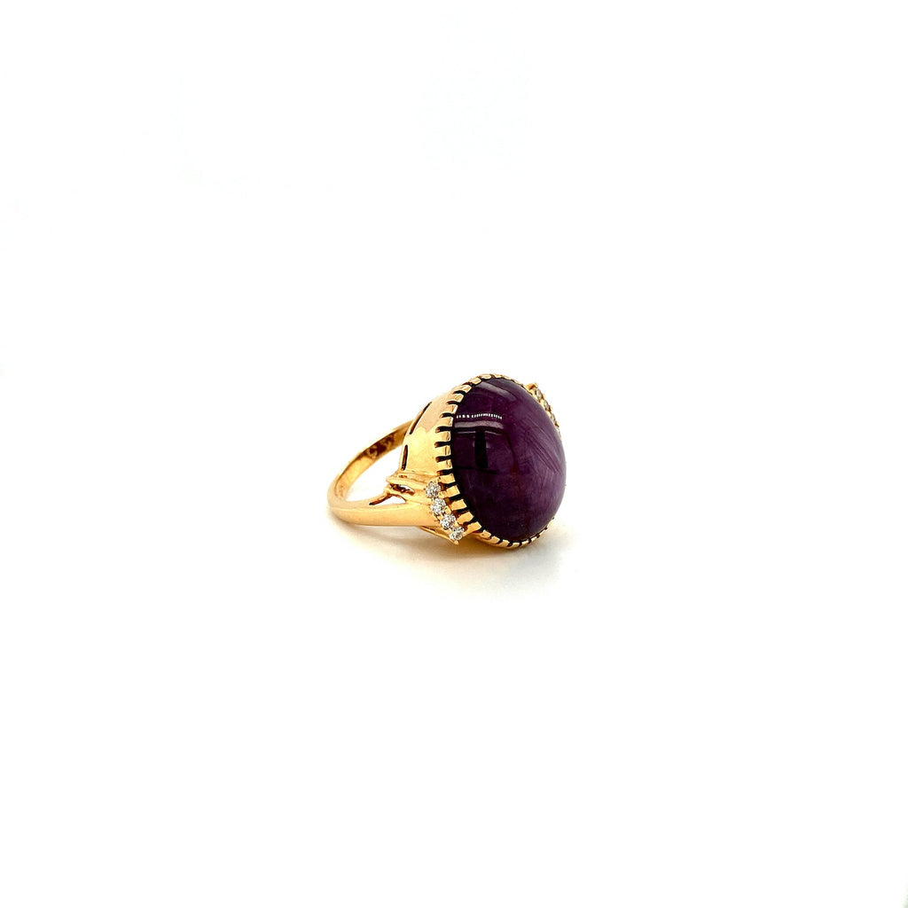 Ruby Star and Diamond Ring in 14K Yellow Gold - KGR 16174-1