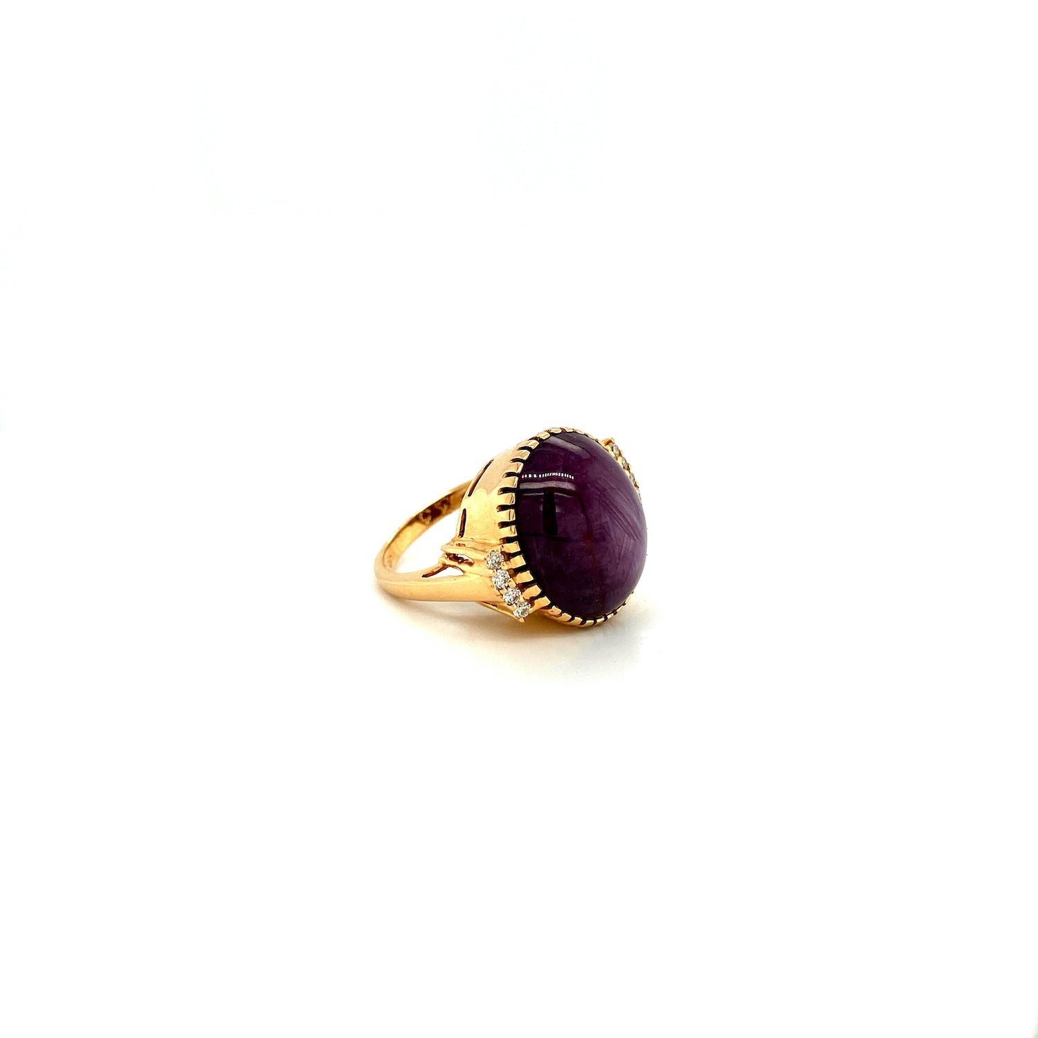 Ruby Star and Diamond Ring in 14K Yellow Gold - KGR 16174-1