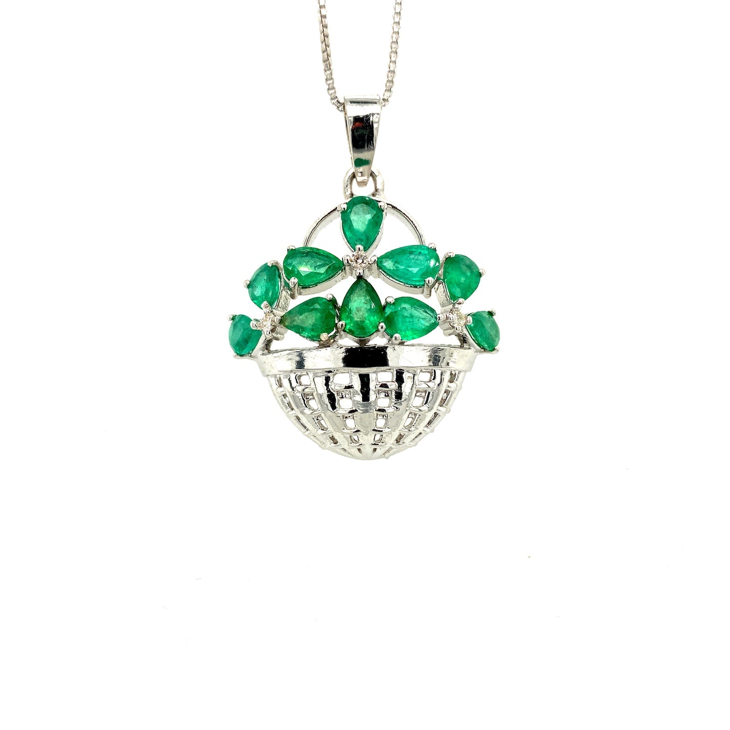 Emerald Pendant  in .925 Sterling Silver - KSP 38823-0