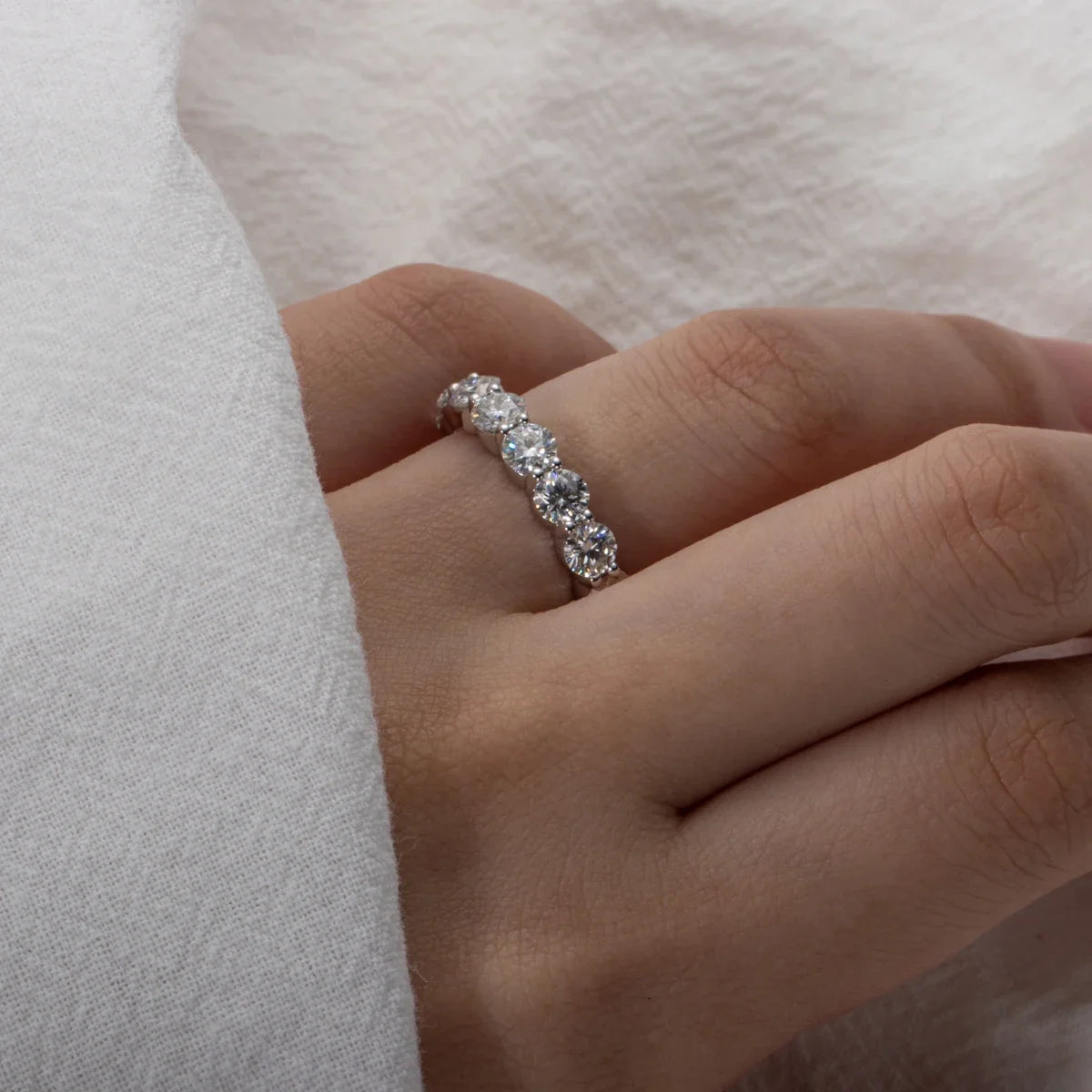4mm 5cttw D Color Moissanite Wedding Band Ring-3