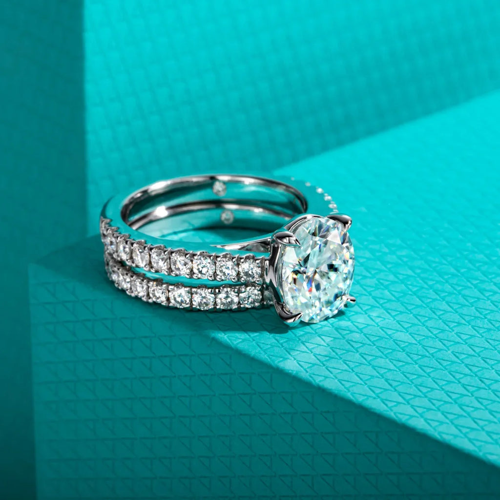 3 CT Oval Cut Moissanite Bridal Ring Set-1