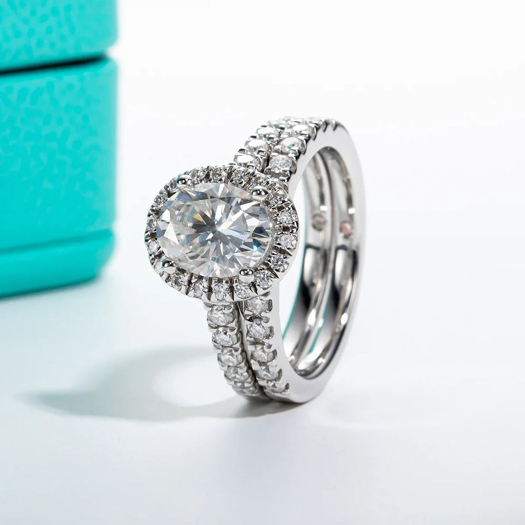 2 CT Oval Cut Moissanite Bridal Ring Set-0