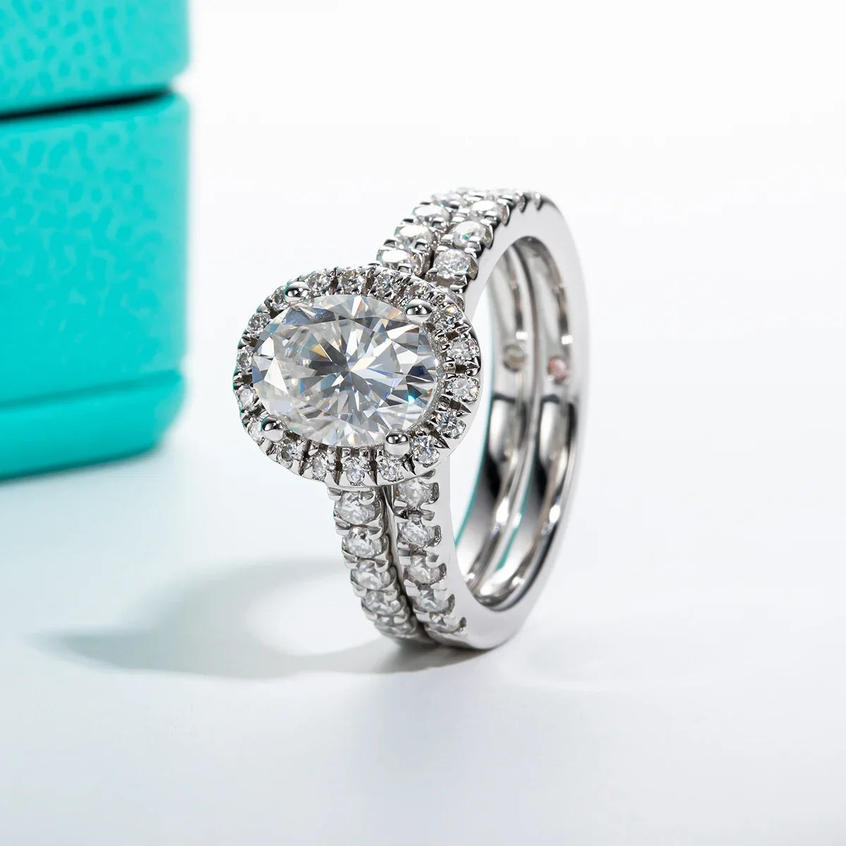 2 CT Oval Cut Moissanite Bridal Ring Set-0