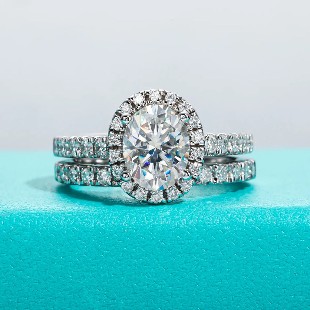 2 CT Oval Cut Moissanite Bridal Ring Set-6
