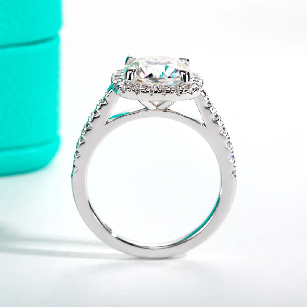 3 CT Round Cut Moissanite Halo Engagement Ring-1