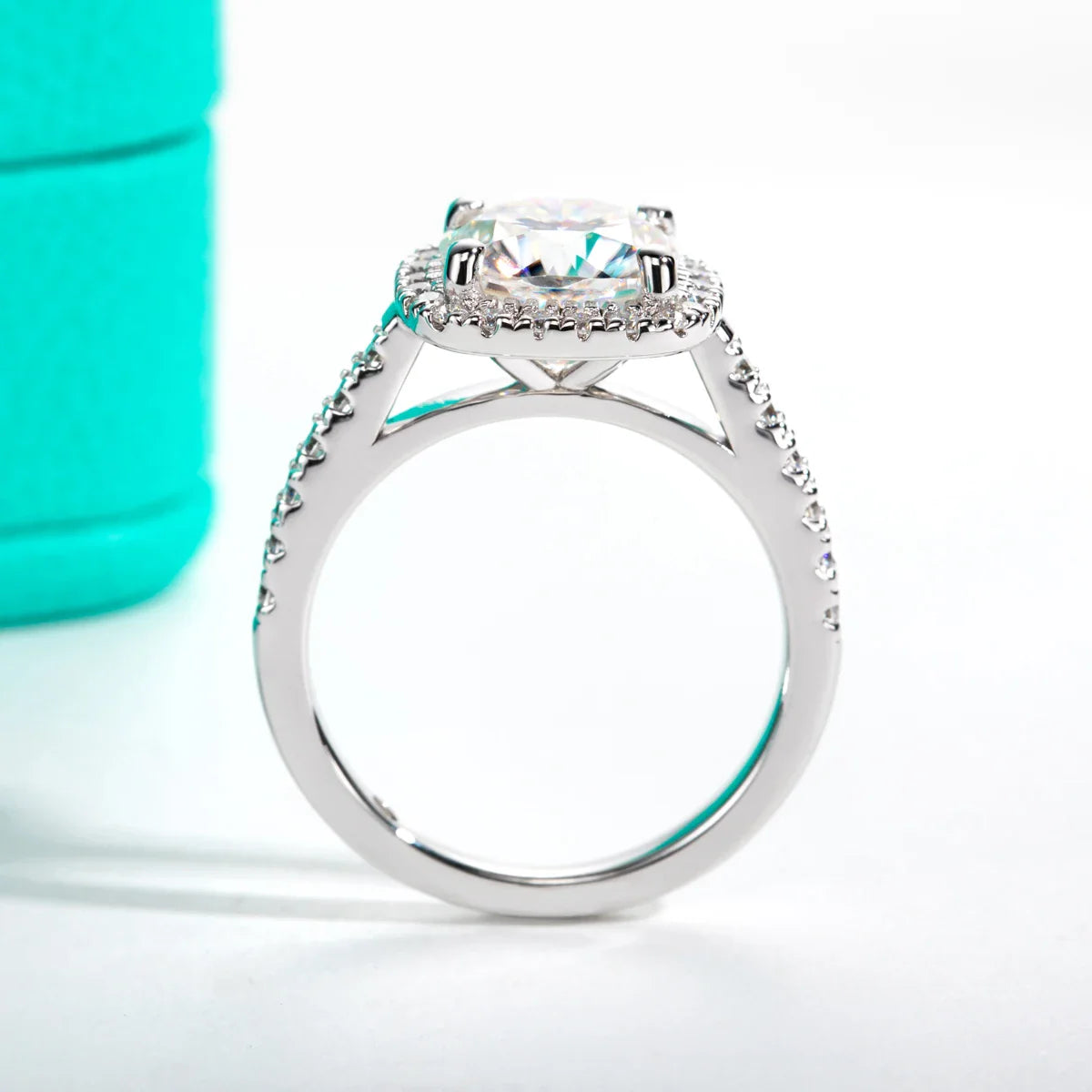 3 CT Round Cut Moissanite Halo Engagement Ring-1