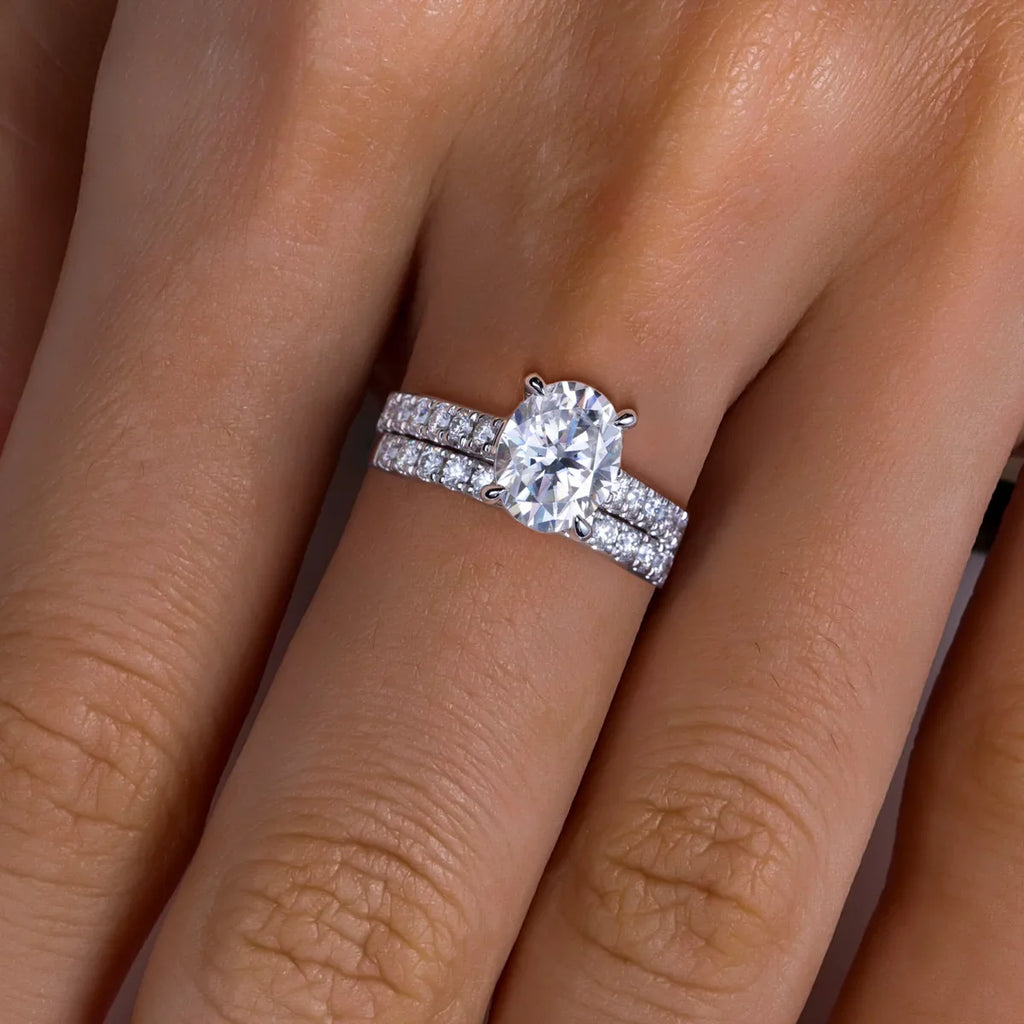 3 CT Oval Cut Moissanite Bridal Ring Set-4