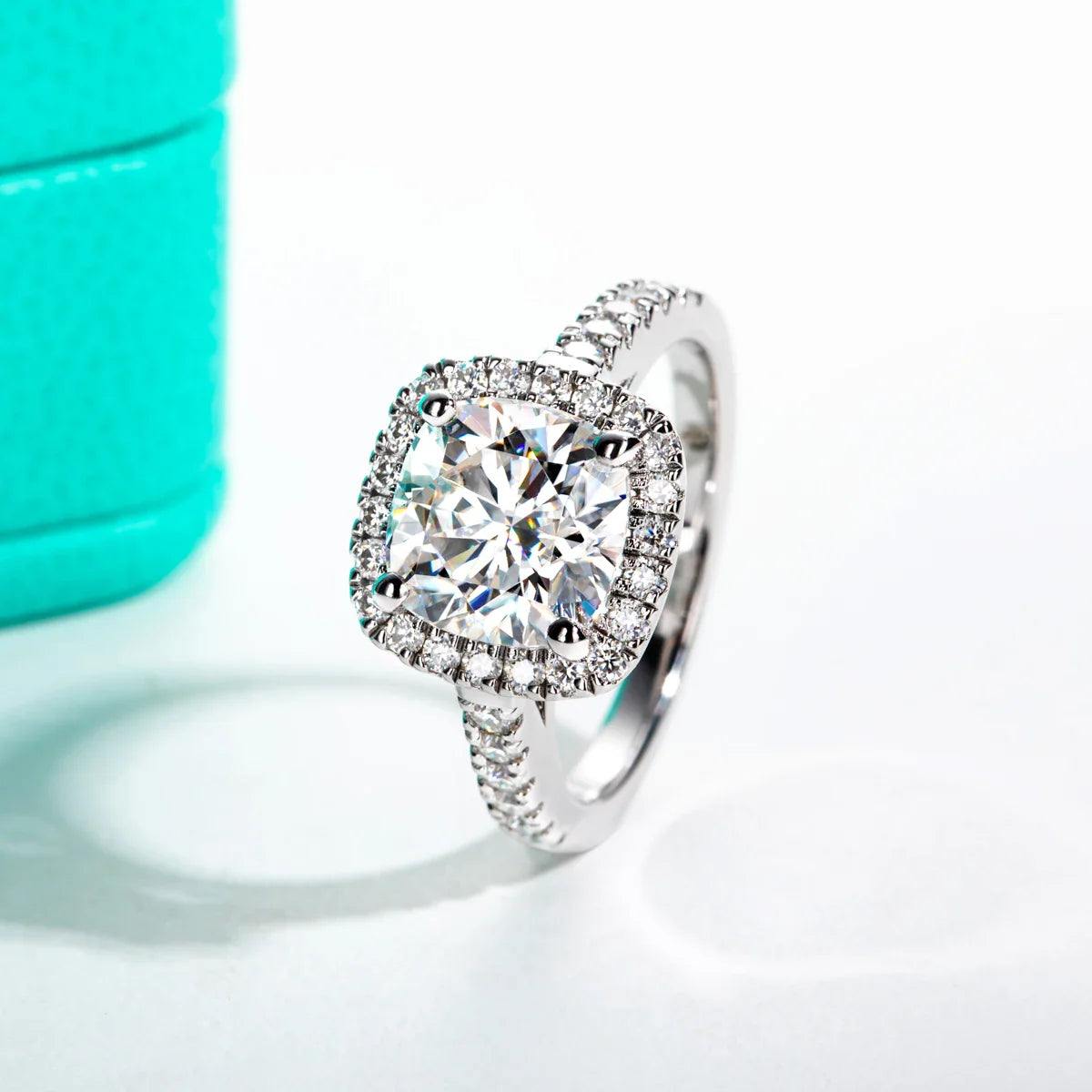 3 CT Round Cut Moissanite Halo Engagement Ring-0
