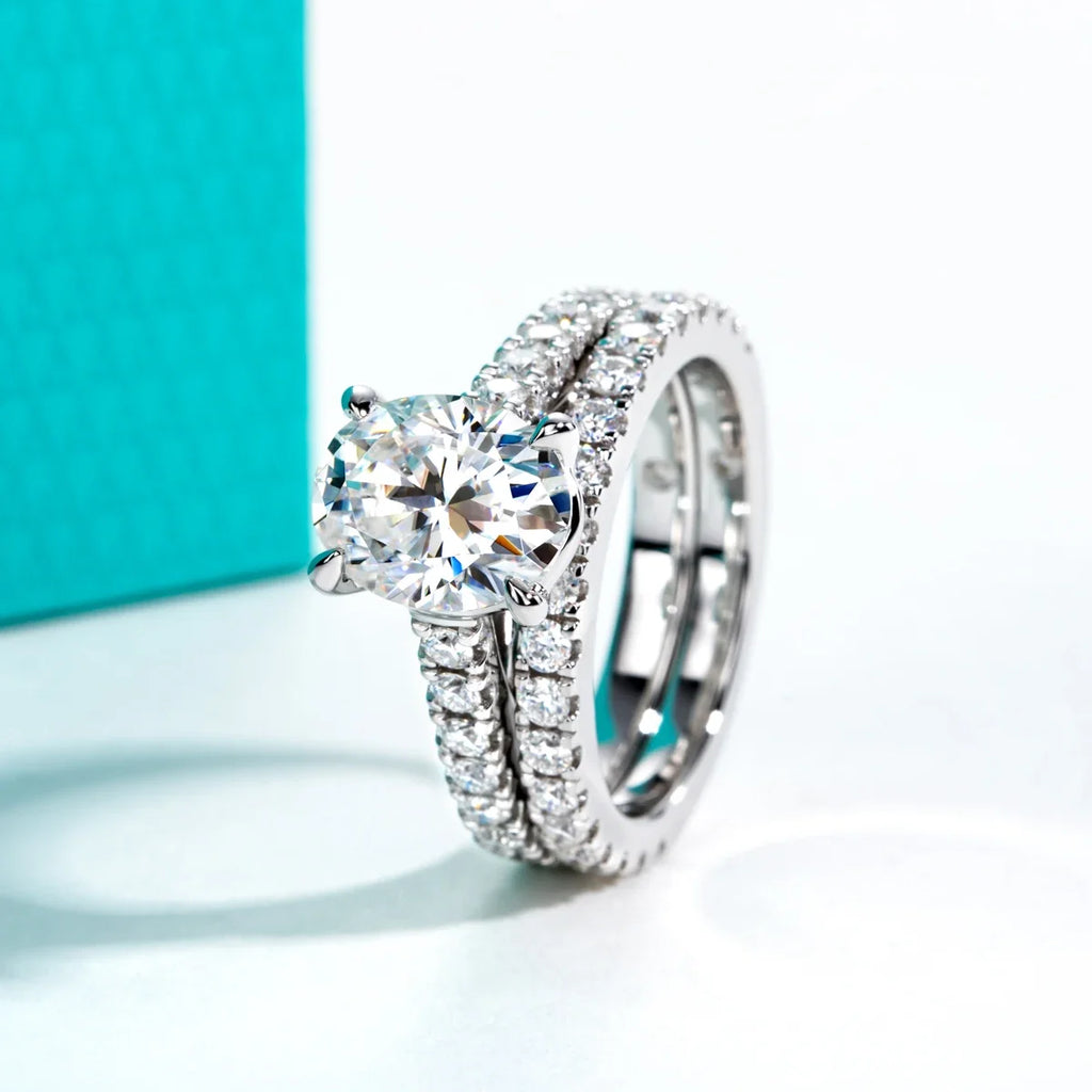 3 CT Oval Cut Moissanite Bridal Ring Set-0