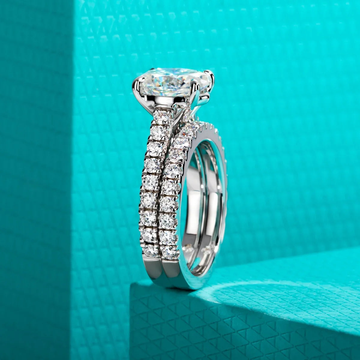 3 CT Oval Cut Moissanite Bridal Ring Set-2