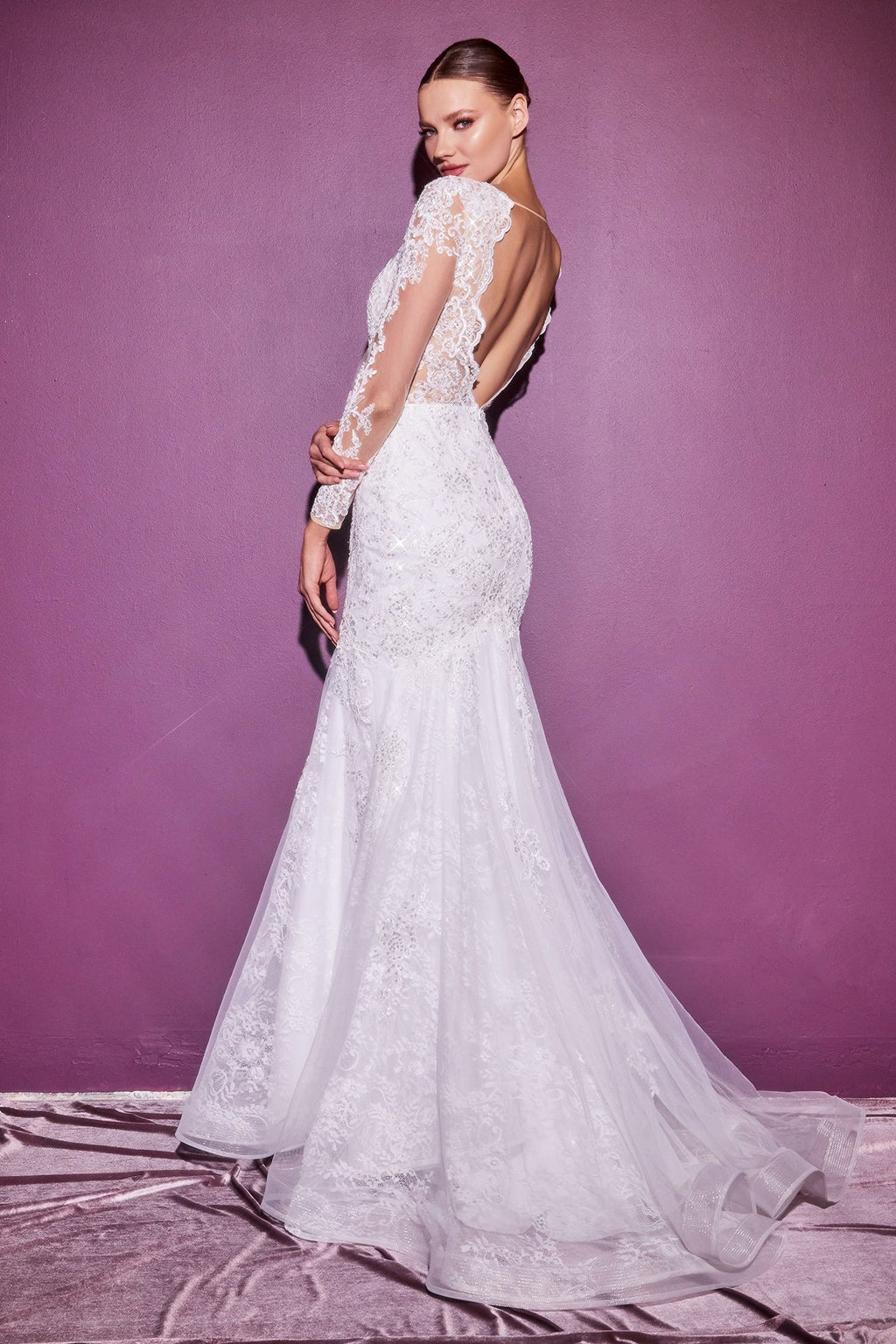 LAYERED LACE MERMAID BRIDAL GOWN CDCD951W-1