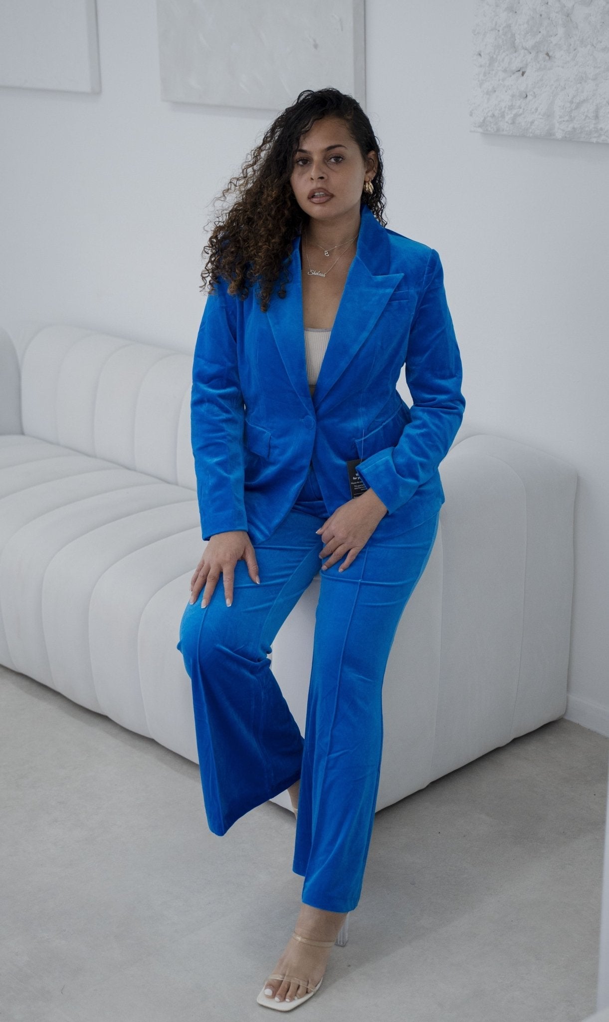 The royal velvet wide-leg pantsuit (UK size 14)-2
