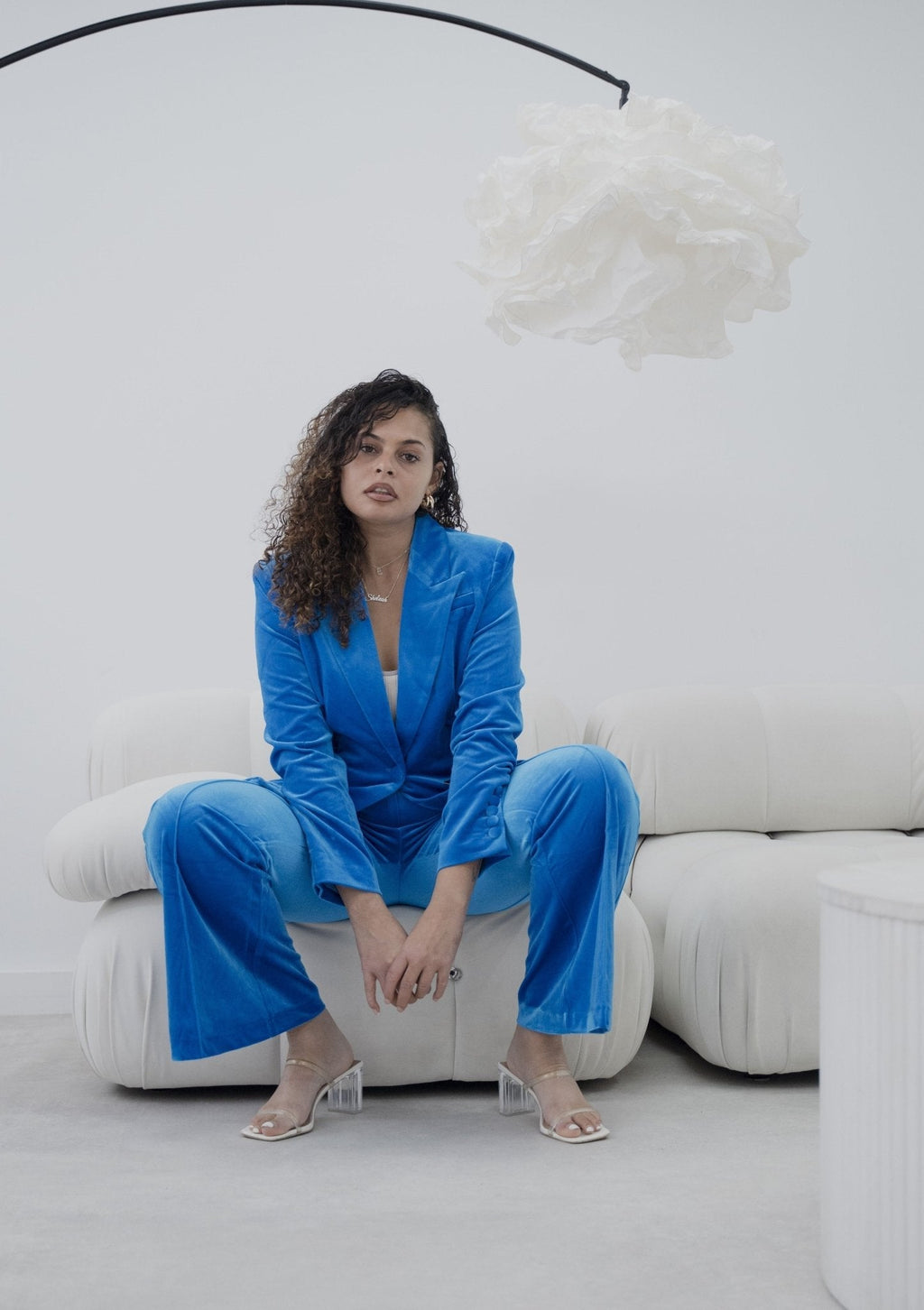 The royal velvet wide-leg pantsuit (UK size 14)-4