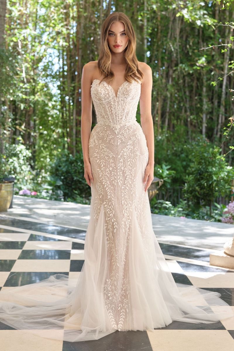 Mermaid Bridal Gown Strapless Sweetheart Neckline and Sheer-1
